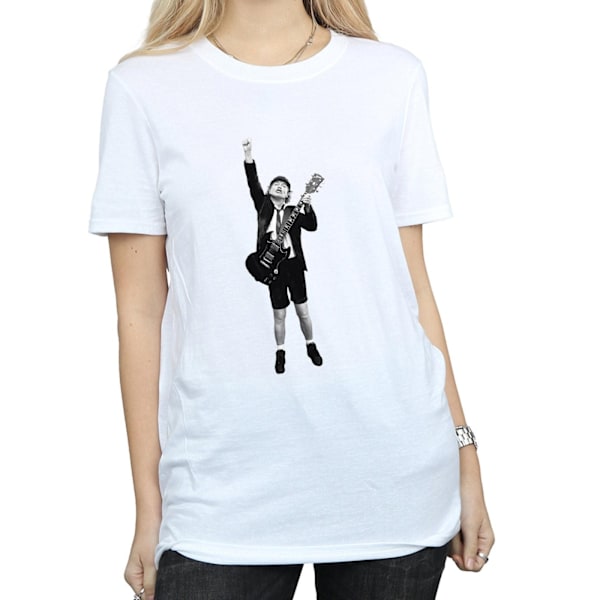 AC/DC Dam/Kvinnor Angus Young Cut Out Bomull Boyfriend T-Shir White L