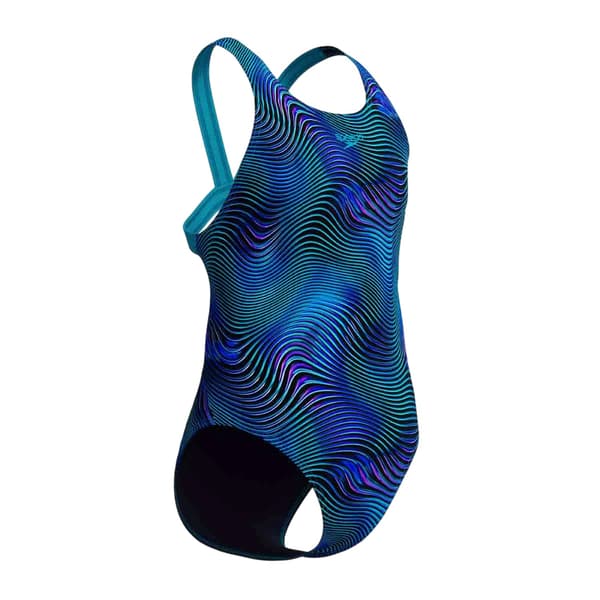 Speedo Flickor Mönstrad Baddräkt 7-8 År Mörkblå Deep Blue 7-8 Years