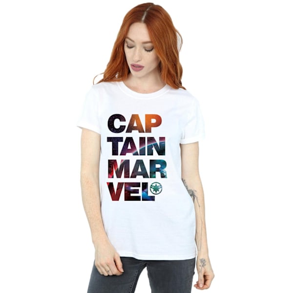 Marvel Womens/Ladies Captain Marvel Space Text Cotton Boyfriend White S