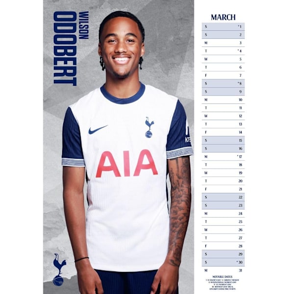 Tottenham Hotspur FC Väggkalender 2025 A3 Storlek Mörkblå/Vit Dark Blue/White One Size