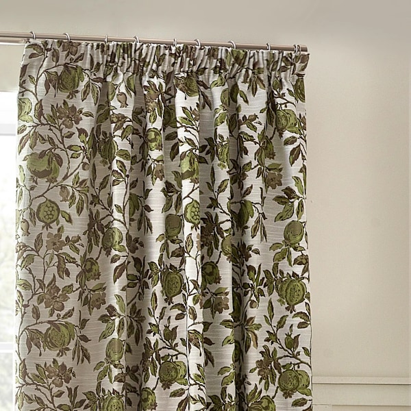 Wylder Jacquard Granatäpple Blommiga Blyertsveckade Gardiner 168cm Green 168cm x 229cm