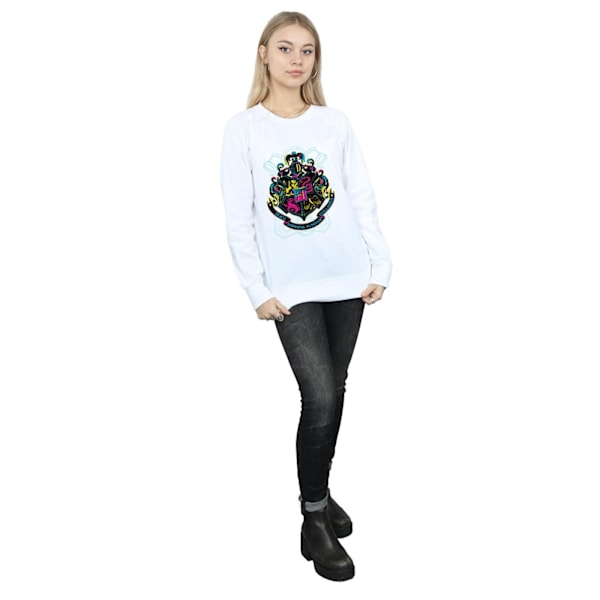 Harry Potter Dam/Kvinnor Neon Hogwarts Crest Sweatshirt L Vit White L