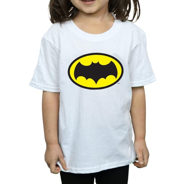 DC Comics Flickor Batman TV-serie Logotyp Bomulls T-shirt 7-8 år White 7-8 Years