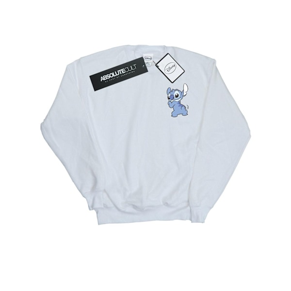 Disney Mens Lilo And Stitch Stitch Bakside Brösttryck Sweats White M