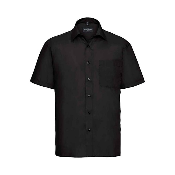 Russell Collection Herr Poplin Easy-Care Kortärmad Formell Skjorta S Black 19.5in