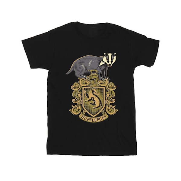 Harry Potter flickor Hufflepuff Sketch Crest bomull T-shirt 3-4 år Black 3-4 Years