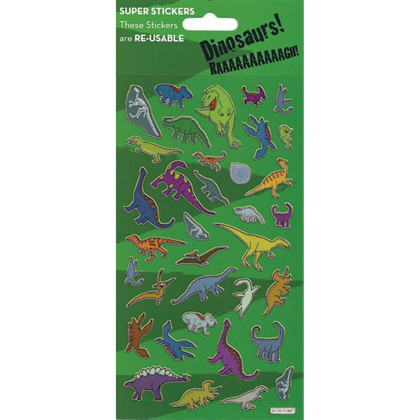 Paper Projects Återanvändbara dinosaurie klistermärken i folie En storlek Flerfärgad Multicoloured One Size