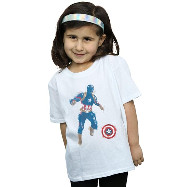 Marvel Girls Avengers Endgame Målad Captain America Bomull T- White 5-6 Years