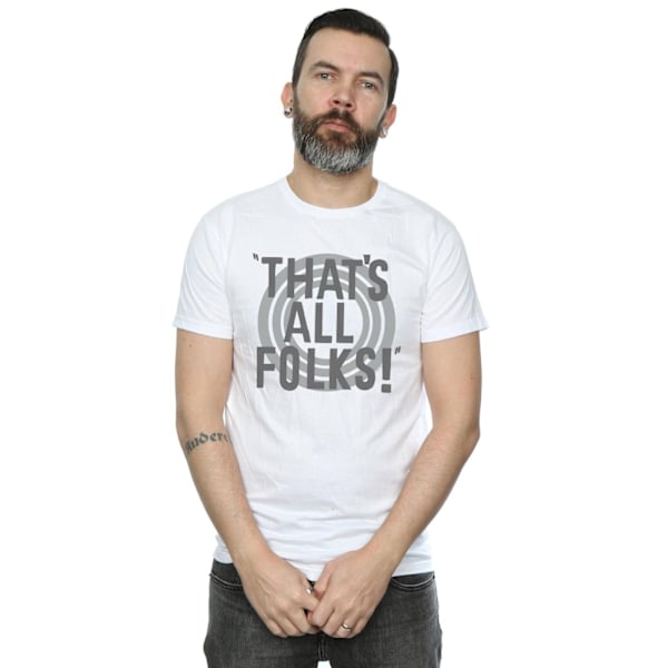 Looney Tunes That's All Folks Text T-shirt M Vit White M