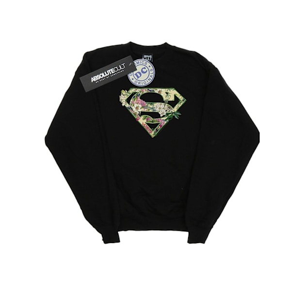 DC Comics Dam/Kvinnor Supergirl Blommig Sköld Sweatshirt XXL Black XXL