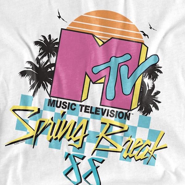 MTV Unisex Vuxen Spring Break Schackrutig T-shirt M Vit White M