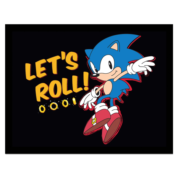 Sonic The Hedgehog Let's Roll! Inramad affisch 30cm x 40cm Svart Black 30cm x 40cm