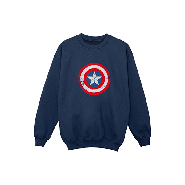 Marvel Girls Captain America Civil War Distressed Shield Sweatshirt Navy Blue 5-6 Years