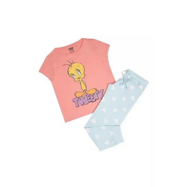 Looney Tunes Dam/Dam Tweety Vintage Lång Pyjamas Set XL Pi Pink/Blue XL