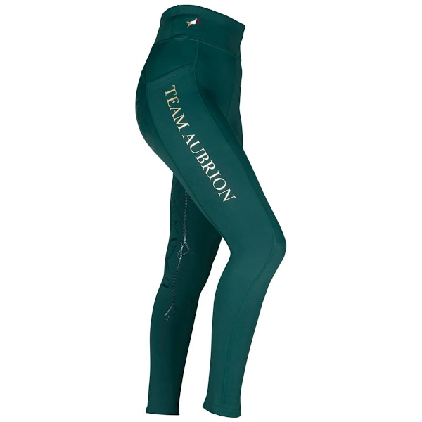 Aubrion Team Vinterridtights för flickor, 7-8 år, Grön Green 7-8 Years