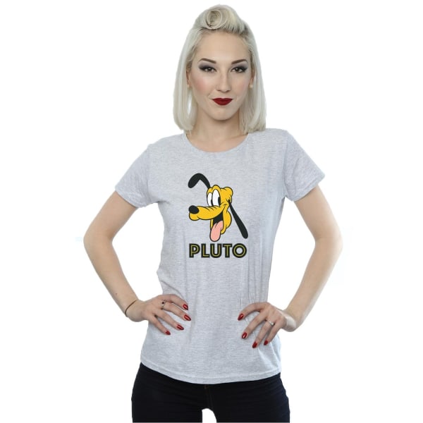 Disney T-shirt i bomull för dam/dam Pluto Face S Heather Grey Heather Grey S