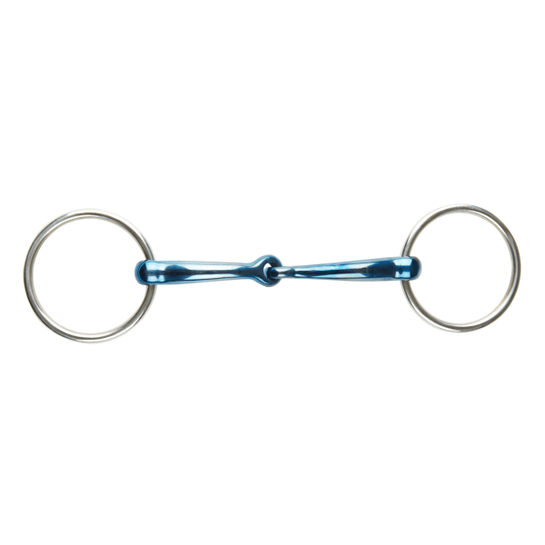 JP Korsteel Blue Steel Leded Lös Ring Snaffle Bits 5in Blue/ Blue/Silver 5in