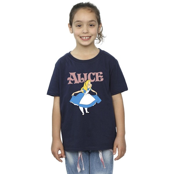 Disney Girls Alice In Wonderland Take A Bow Bomull T-shirt 5-6 Navy Blue 5-6 Years