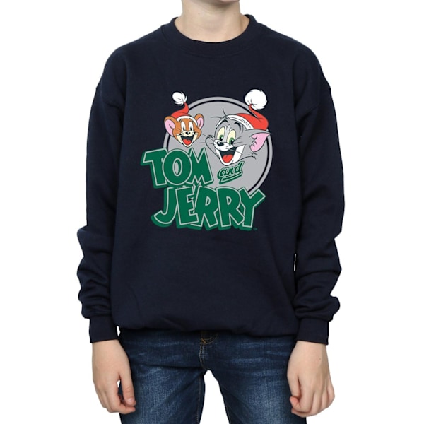 Tom och Jerry Pojkar Julhälsningar Sweatshirt 9-11 År Marinblå Navy Blue 9-11 Years