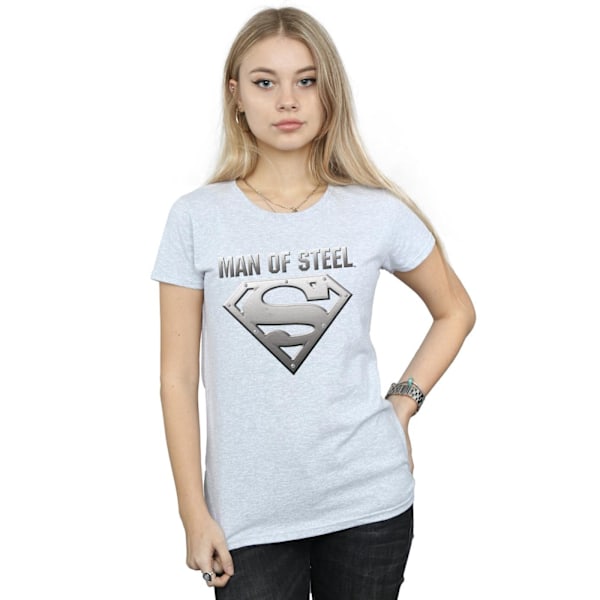 DC Comics Dam/Kvinnor Superman Man Of Steel Shield Bomull T-Shirt L Sports Grey Sports Grey L