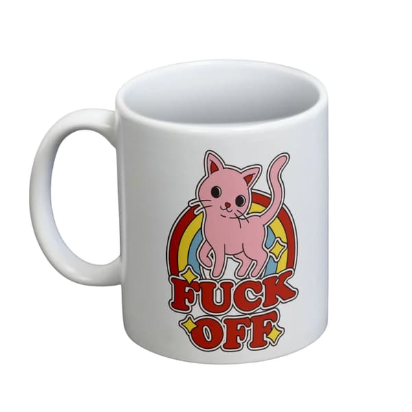 Threadless Fuck Off Mugg One Size Vit/Röd/Rosa White/Red/Pink One Size
