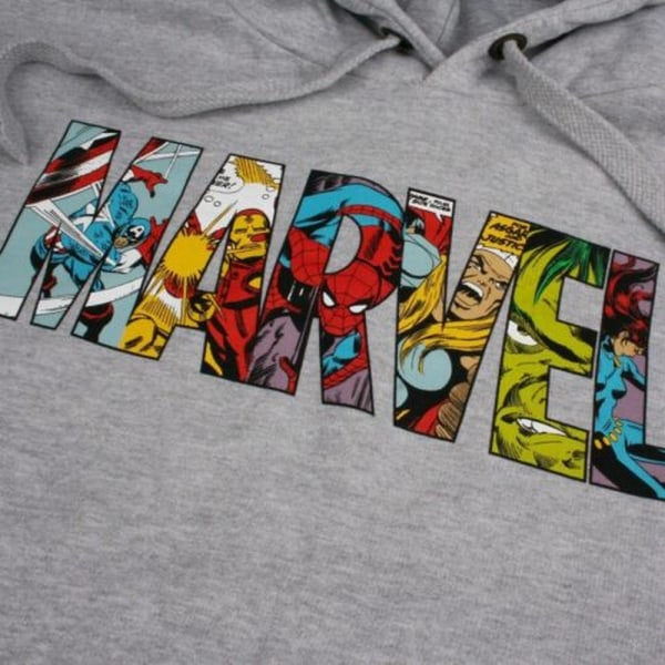 Marvel Mens Characters Logo Hoodie L Sports Grey Sports Grey L