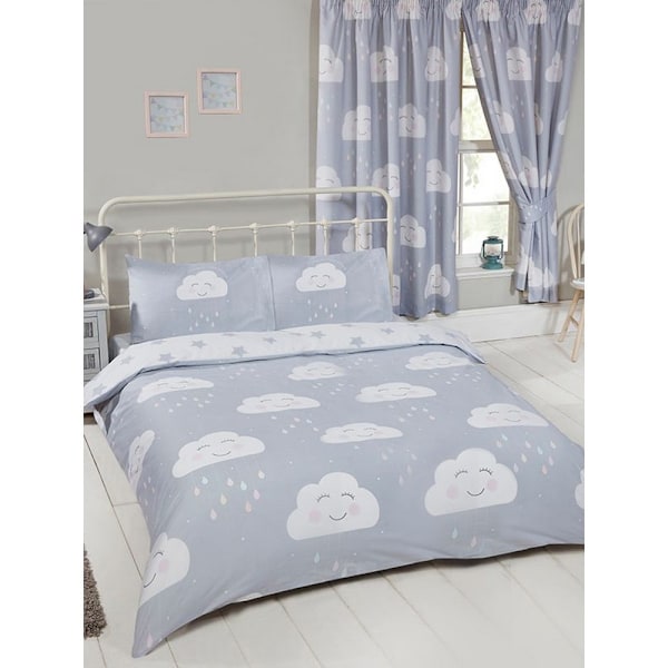 Bedding & Beyond Happy Clouds Påslakanset Enkelsäng Grå/Vit Grey/White Single
