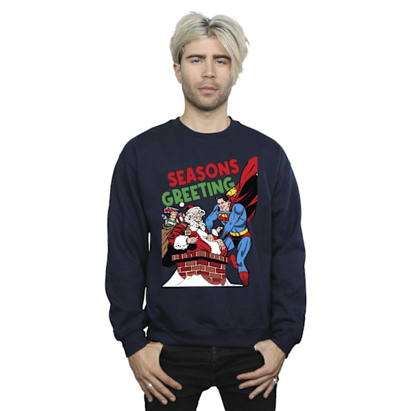 DC Comics Superman Santa Comic Sweatshirt 4XL Marinblå Navy Blue 4XL