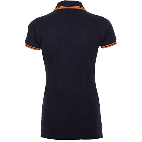 SOLS Dam/Kvinnor Pasadena Tipped Kortärmad Pique Poloskjorta French Navy/Neon Orange XXL