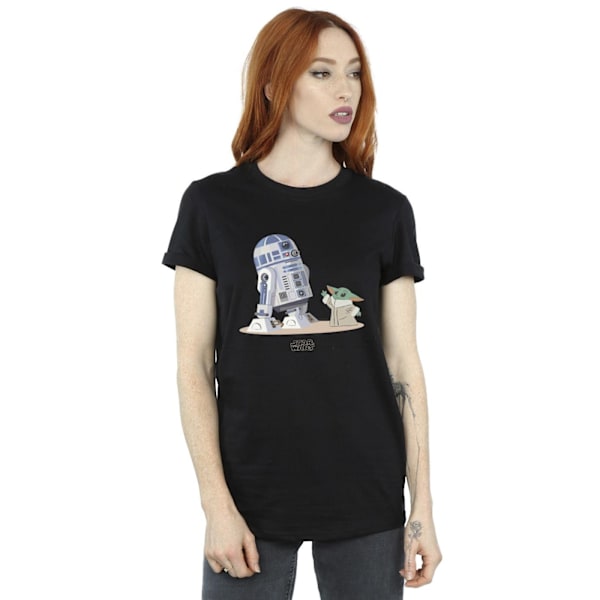 Star Wars Dam/Damer The Mandalorian R2D2 Och Grogu Bomull T-shirt L Svart Black L