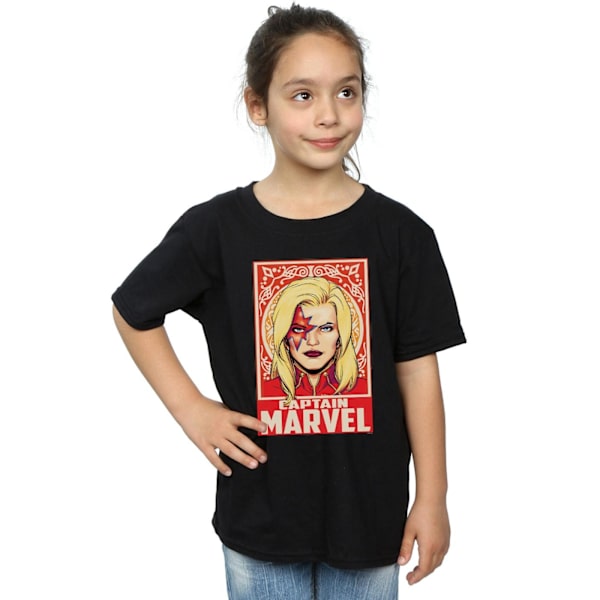 Marvel Girls Captain Marvel Ornament Bomull T-shirt 12-13 år Black 12-13 Years