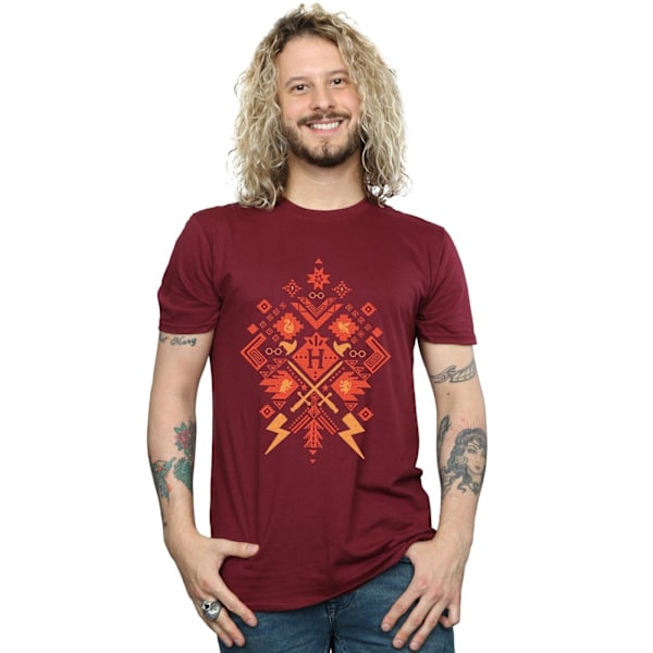 Harry Potter Jul Fair Isle T-shirt S Burgundy för män Burgundy S