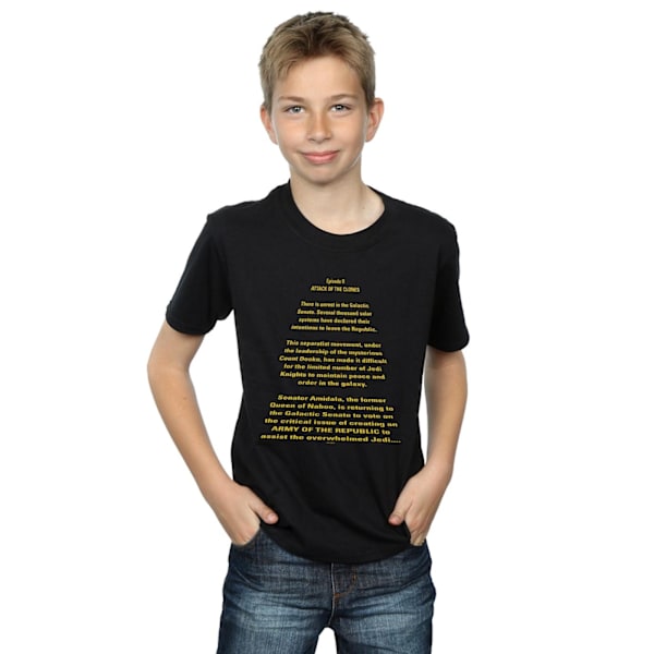 Star Wars Boys Attack Of The Clones Opening Crawl T-Shirt 12-13 Black 12-13 Years