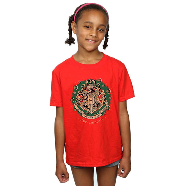 Harry Potter flickor julkrans bomull T-shirt 9-11 år R Red 9-11 Years