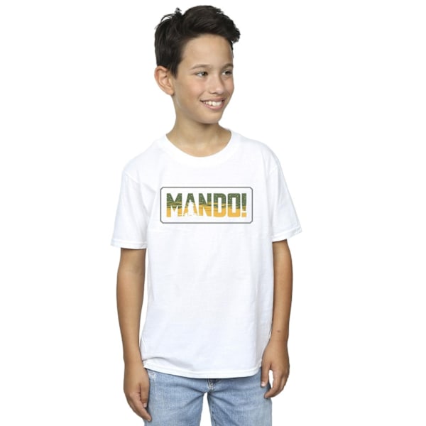 Star Wars Boys The Mandalorian Mando Cutout T-Shirt 7-8 år W White 7-8 Years