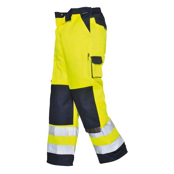 Portwest Lyon Kontrast Hi-Vis Arbetsbyxor för Herr 4XL R Gul/Marin Yellow/Navy 4XL R