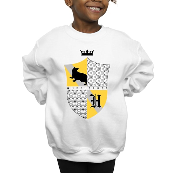 Harry Potter Flickor Hufflepuff Sköld Sweatshirt 9-11 År Vit White 9-11 Years