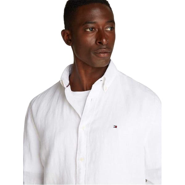 Tommy Hilfiger Herr Linne Regular Långärmad Skjorta L Optic Wh Optic White L