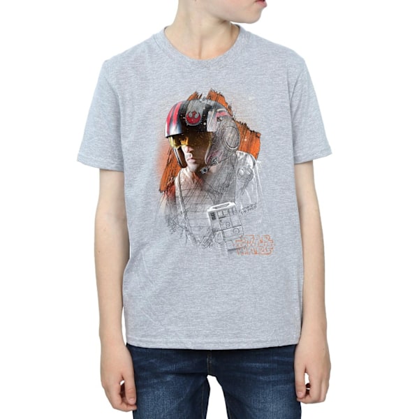 Star Wars Boys The Last Jedi Poe Dameron Borstad T-shirt 12-13 Sports Grey 12-13 Years