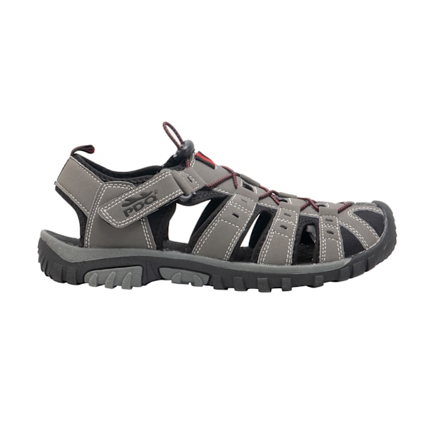 PDQ herr toggle & touch fäste syntetisk nubuck trail sandal Grey/Red 9 UK