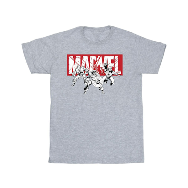 Marvel Girls Comics Hero Group Bomull T-shirt 5-6 år Sport Sports Grey 5-6 Years