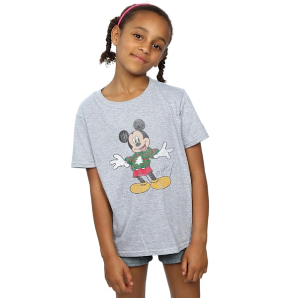 Disney Girls Mickey Mouse Jultröja Bomull T-shirt 5-6 år Sports Grey 5-6 Years