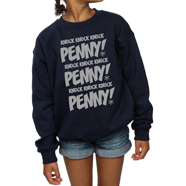 The Big Bang Theory Girls Sheldon Knock Knock Penny Sweatshirt Navy Blue 5-6 Years