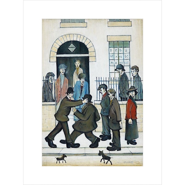 L.S. Lowry A Fight C. 1935 Monterad Tryck 40cm x 30cm Flerfärgad Multicoloured 40cm x 30cm