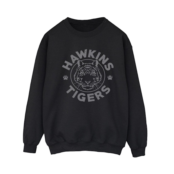 Netflix Dam/Kvinnor Stranger Things Hawkins Grå Tiger Sweatshirt Black S