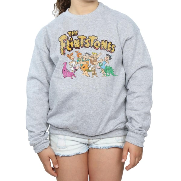The Flintstones Girls Group Distressed Sweatshirt 9-11 år Sp Sports Grey 9-11 Years