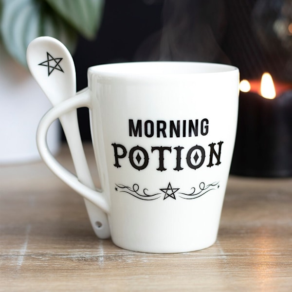 Something Different Morning Potion Keramisk Mugg Set En Storlek Whi White/Black One Size