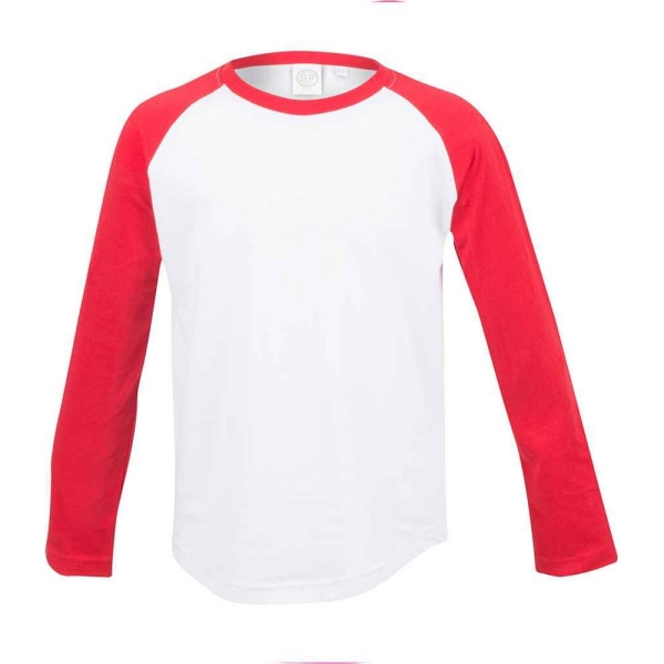 SF Minni Barn/Barn Långärmad baseball T-shirt 7-8 år White/Red 7-8 Years