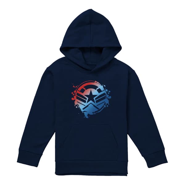 Captain America Barn/Kids Gradient Shield Pull Over Hoodie Navy 7-8 Years