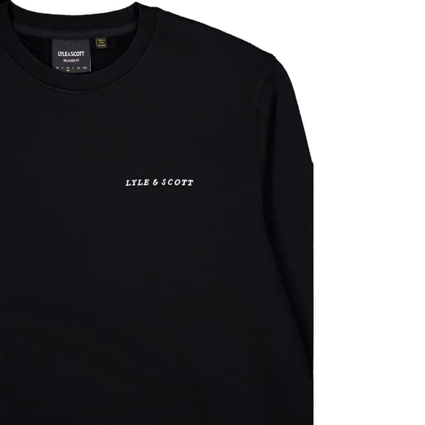 Lyle & Scott Herr Broderad Crew Neck Sweatshirt M Svart/Vit Black/White M